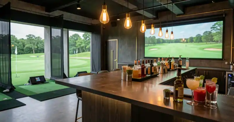 Golf sim venue food and beverage guide 2026 — menu engineering, kitchen design, liquor licensing, and F&B revenue optimization for commercial golf sim bars and entertainment venues